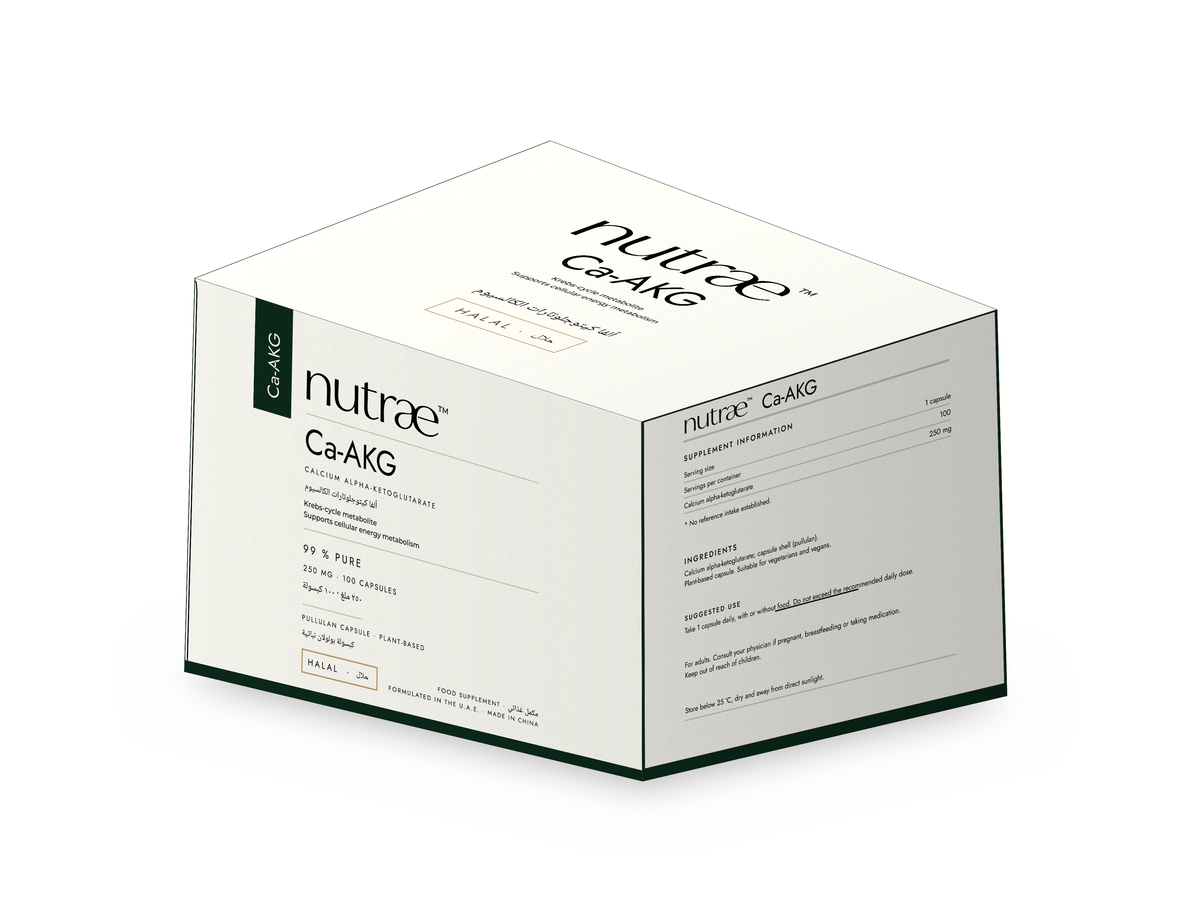 Nutrae Ca-AKG carton - three-quarter view on white
