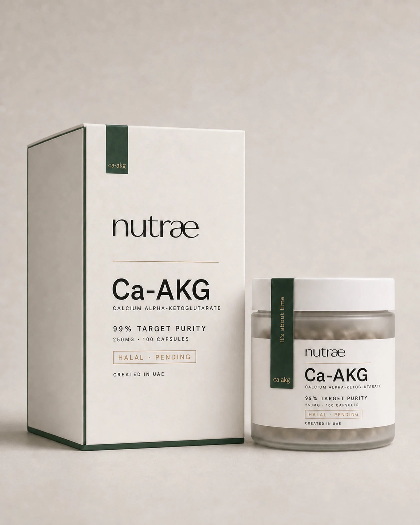 Nutrae Ca-AKG jar — Calcium Alpha-Ketoglutarate, 99% pure, 250 mg, 100 capsules