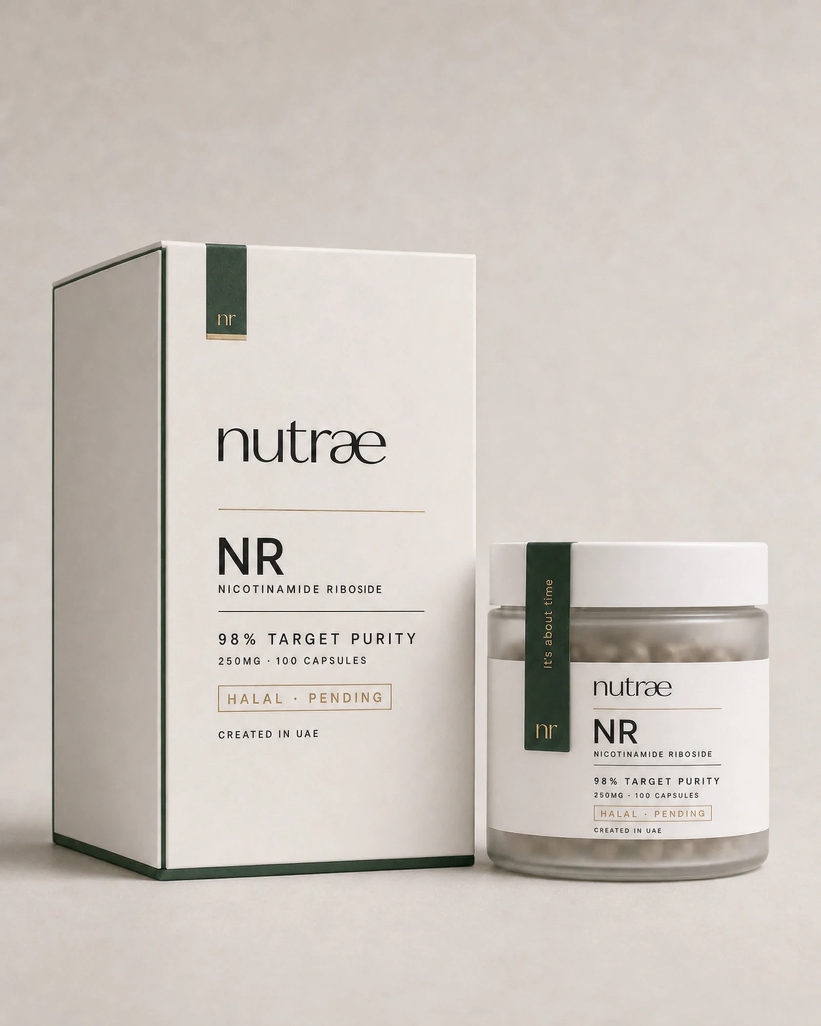 Nutrae NR jar — Nicotinamide Riboside, 98% pure, 250 mg, 100 capsules